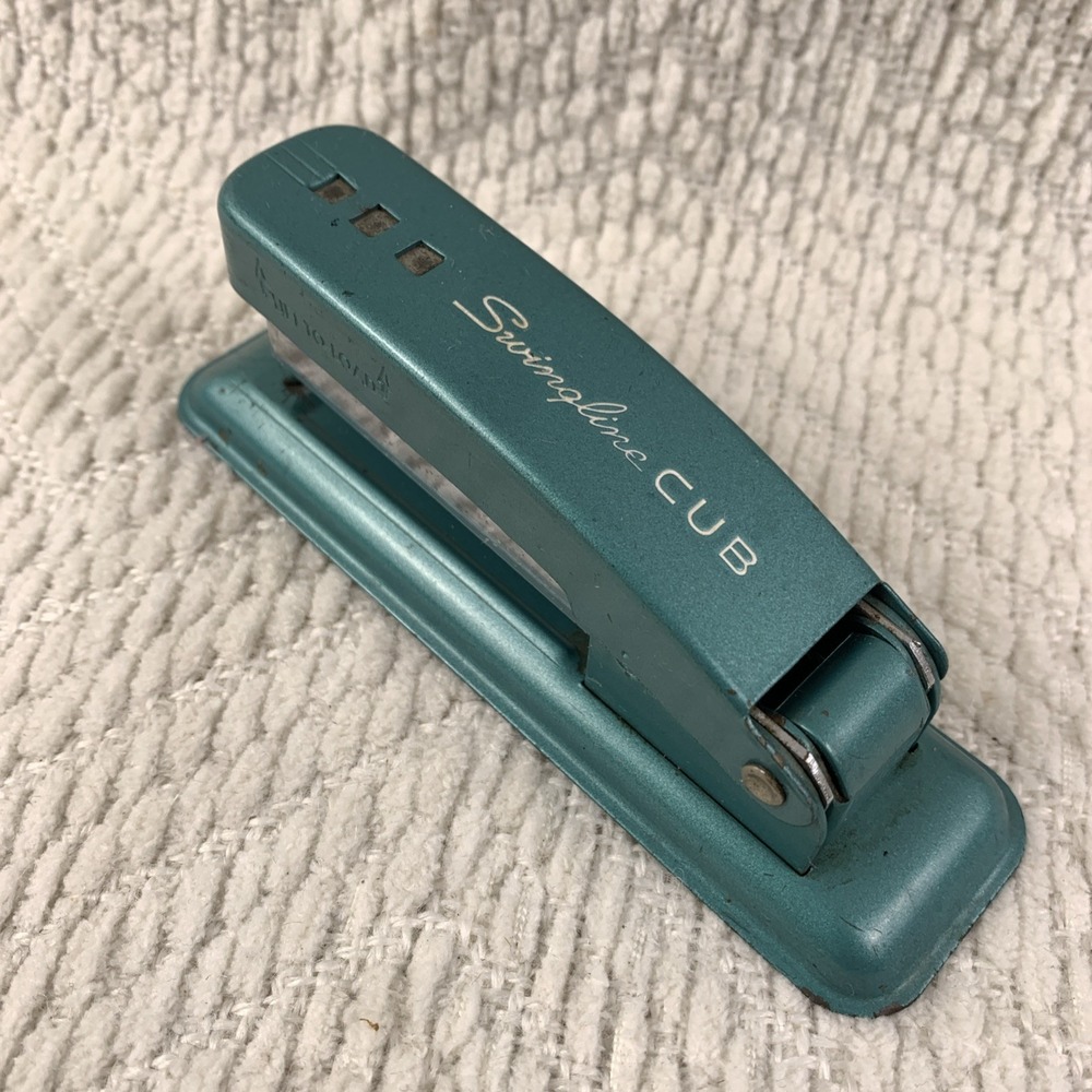 Vintage‎ Swingline CUB Stapler Teal Made in USA Teal Green 5.25" Long - Picture 7 of 15